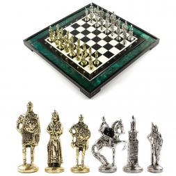 Эксклюзивные шахматы &amp;quot;Русь&amp;quot; доска 47х47 см змеевик