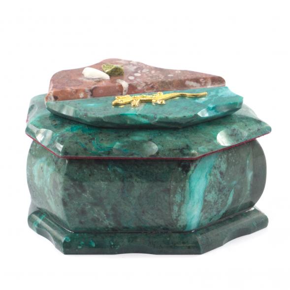 Каменная шкатулка &amp;quot;Ракушка&amp;quot; змеевик креноид 14х10х9 см 121413