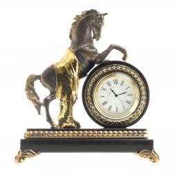 Настольные часы &amp;quot;Конь на дыбах&amp;quot; бронза долерит