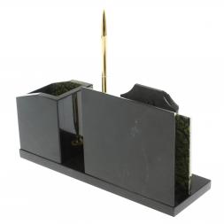 Настольная визитница &amp;quot;Щит&amp;quot; из змеевика