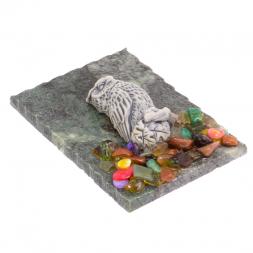 Магнит &amp;quot;Сова на ветке&amp;quot; змеевик мрамолит