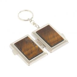 Складное зеркало брелок тигровый глаз прямоугольное