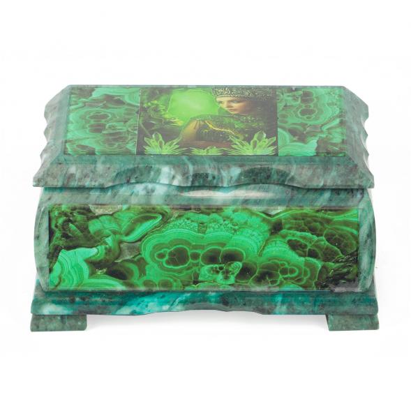 Шкатулка Хозяйка медной горы с иллюстрацией под малахит н2 17,5х10,5х8 см 118777