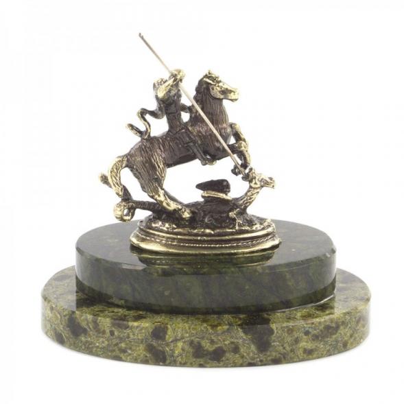 Декоративная статуэтка из бронзы &amp;quot;Святой Георгий&amp;quot; камень змеевик 119670