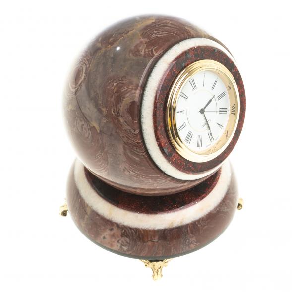 Часы &amp;quot;Шар Антистресс&amp;quot; из камня лемезит 11х11х14 см 123533