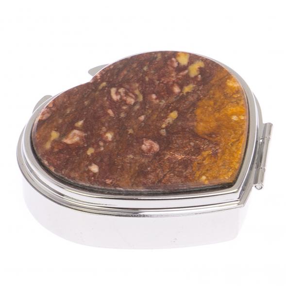 Таблетница &amp;quot;Сердце&amp;quot; на 3 отделения камень авантюрин цвет серебро 125688