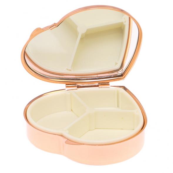 Таблетница &amp;quot;Сердце&amp;quot; на 3 отделения зеленый флюорит красное золото 125765