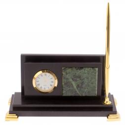 Визитница с часами &amp;quot;Стандарт&amp;quot; долерит нефрит