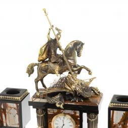 Письменный прибор "Георгий Победоносец" камень яшма бронза