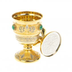 Набор из двух чарок для крепких напитков камень малахит Златоуст