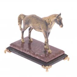 Настольная статуэтка из бронзы "Лошадь" на подставке из камня креноид
