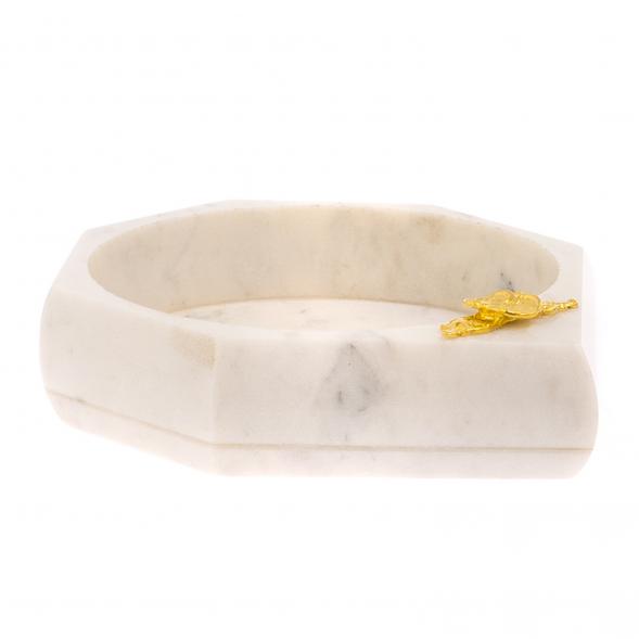 Пепельница из белого мрамора с накладкой 125457