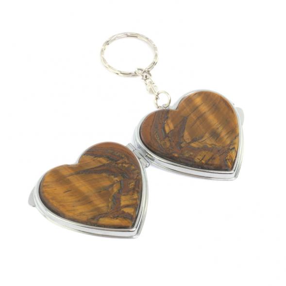 Складное зеркало брелок тигровый глаз Сердце 127371