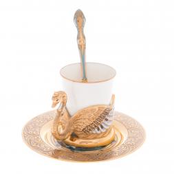 Кофейная пара "Белый лебедь" 80 мл в подарочной коробке Златоуст