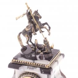 Декоративные часы из бронзы и натурального мрамора &amp;quot;Святой Георгий&amp;quot;