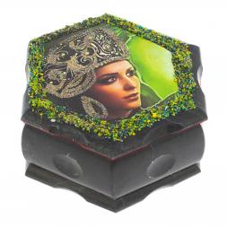 Каменная шкатулка &amp;quot;Хозяйка медной горы&amp;quot; 14х12,5х7 см