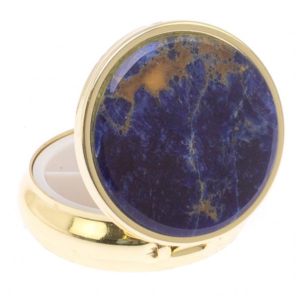 Таблетница на 3 отсека камень содалит цвет золото 125538