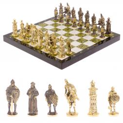 Шахматы &amp;quot;Богатыри&amp;quot; мрамор змеевик доска 40х40 см