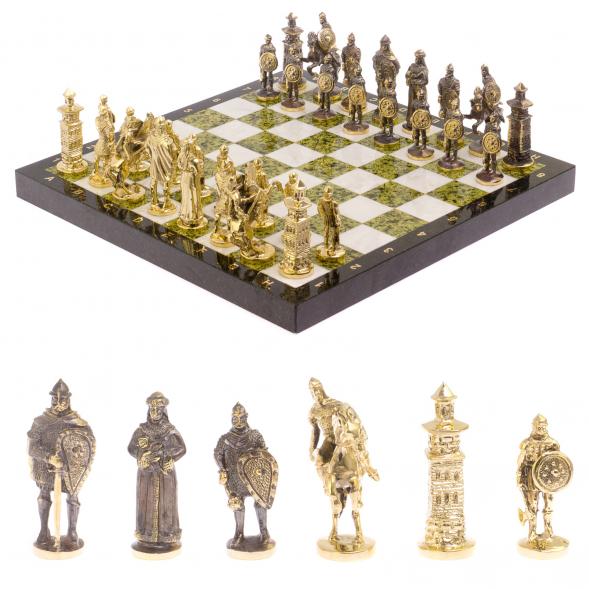 Шахматы &amp;quot;Богатыри&amp;quot; мрамор змеевик доска 40х40 см 126130