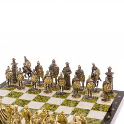 Шахматы &amp;quot;Богатыри&amp;quot; мрамор змеевик доска 40х40 см