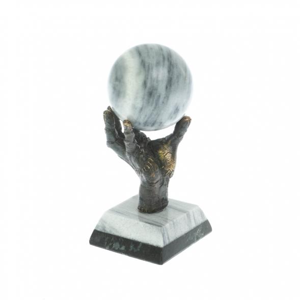 Статуэтка &amp;quot;Бронзовая рука&amp;quot; с шаром 4 см серый мрамор 126362