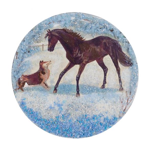 Магнит с рисунком &amp;quot;Конь с собакой&amp;quot; змеевик 117786