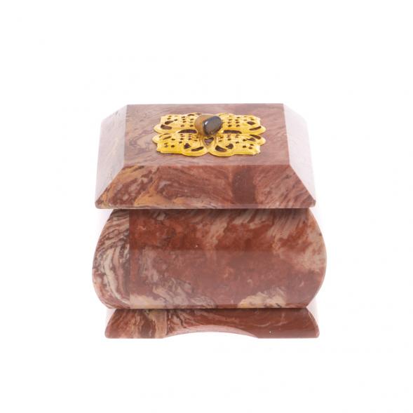 Шкатулка из лемезита с накладкой 6,5х6,5х5 см 127129