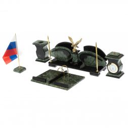 Настольный набор "Орел" из змеевика с бюваром