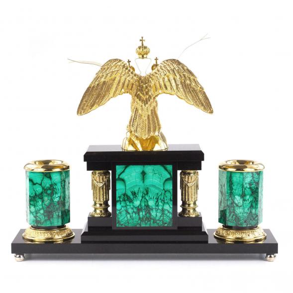 Настольный прибор из малахита &amp;quot;Двуглавый орел&amp;quot; 120936