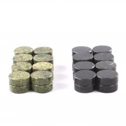Игральные фишки для нард и шашек 25 мм из камня змеевик 32 штуки