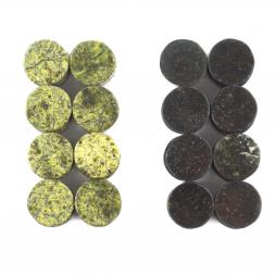 Игральные фишки для нард и шашек 25 мм из камня змеевик 32 штуки