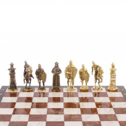 Шахматы подарочные &amp;quot;Богатыри&amp;quot; мрамор лемезит доска 40х40 см