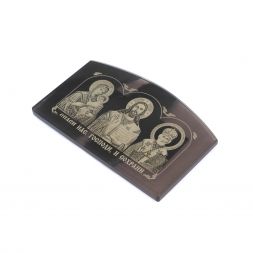 Автоикона &amp;quot;Триптих&amp;quot; из черного обсидиана 7,5х5 см