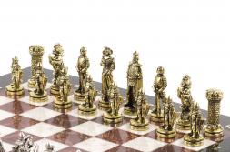 Шахматы подарочные "Средневековые рыцари" 36х36 см камень мрамор лемезит