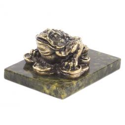Статуэтка "Жаба на деньгах" бронза змеевик