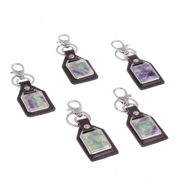 Брелок для ключей с накладкой из зеленого флюорита 125070