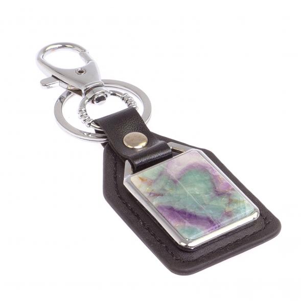 Брелок для ключей с накладкой из зеленого флюорита 125070