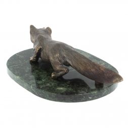 Бронзовая статуэтка &amp;quot;Лис крадется&amp;quot; змеевик