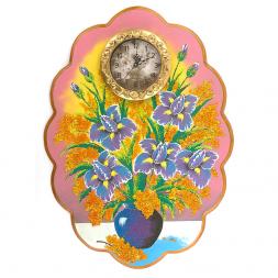 Часы с картиной &amp;quot;Ирисы&amp;quot; 48х66 см каменная крошка