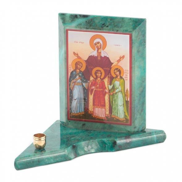 Икона с подсвечником Вера, Надежда, Любовь и мать их София малая 9,5х9,5х10 см 119744