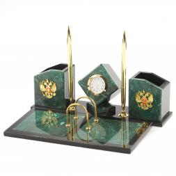 Настольный набор &amp;quot;Куб&amp;quot; камень змеевик