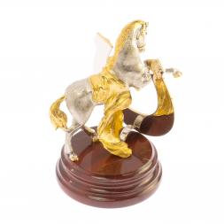 Сувенир &amp;quot;Конь с подковой на счастье&amp;quot; камень яшма, бронза