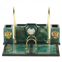 Письменный прибор &amp;quot;Щит&amp;quot; из камня змеевик