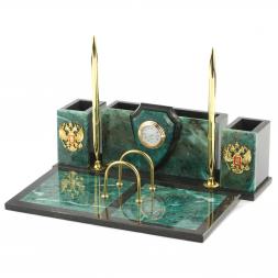 Письменный прибор &amp;quot;Щит&amp;quot; из камня змеевик