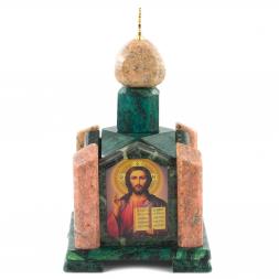 Шкатулка "Часовня" змеевик мрамор 14х14х24 см