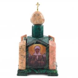 Шкатулка "Часовня" змеевик мрамор 14х14х24 см