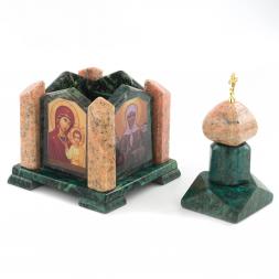 Шкатулка "Часовня" змеевик мрамор 14х14х24 см