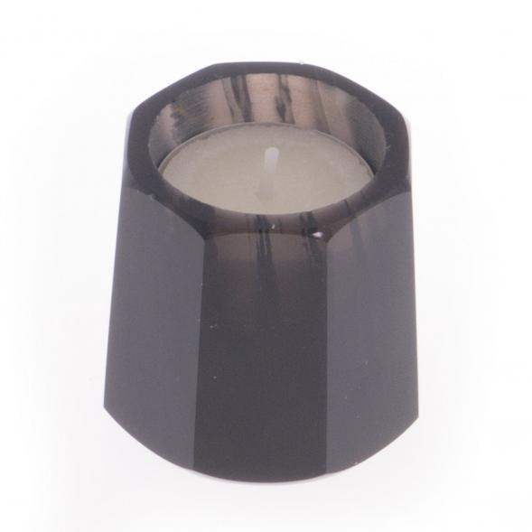 Подсвечник из черного обсидиана со свечой 6х6х6 см