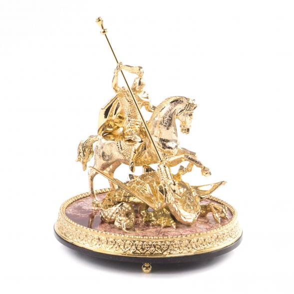 Статуэтка из бронзы &amp;quot;Георгий Победоносец&amp;quot; на каменной подставке из яшмы 113717