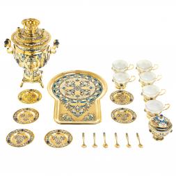 Самовар с сервизом на 6 персон &amp;quot;Лазуритовый&amp;quot; Златоуст